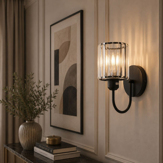 Artekko Wall Lamp with E14 Lamp Bulb Base Black 14x14x20cm