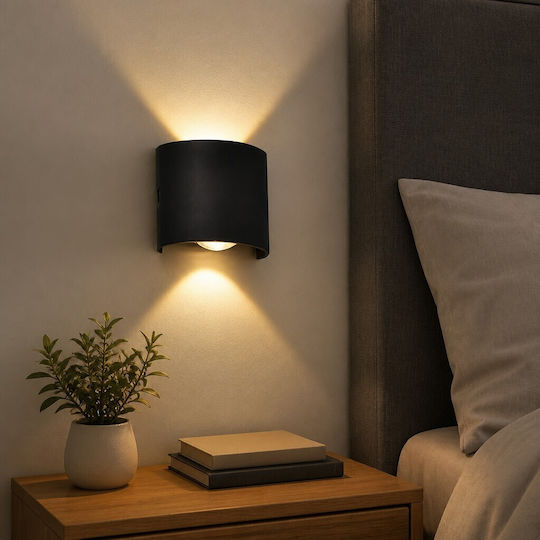 Lampă de Perete cu LED Integrat și Lumină Alb Cald Negru 8x8x35cm
