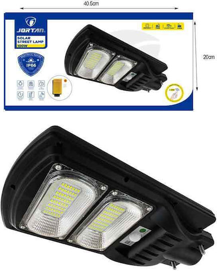 Led Водоустойчив Соларен Уличен Фенер 100W Студено Бяло 6500K с Датчик за Движение, Фотосензор и Дистанционно IP66