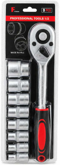 Ratschen- und Steckschlüssel-Set 1/2" 9 Stück