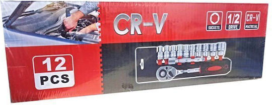 Cr-v Ratschen- und Steckschlüssel-Set mit Kastanien und Haselnüssen 1/2" 12 Stück