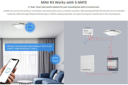 Sonoff S-mate Smart Switch 3 Καναλιών 16A