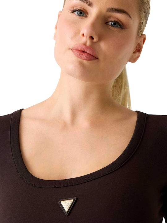 Guess Athleisure W Colette Ls Bodysuit V4yp07j1314-a10k Brown