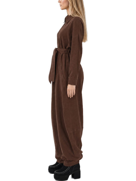 Damenteil Langärmige Braun Jumpsuit