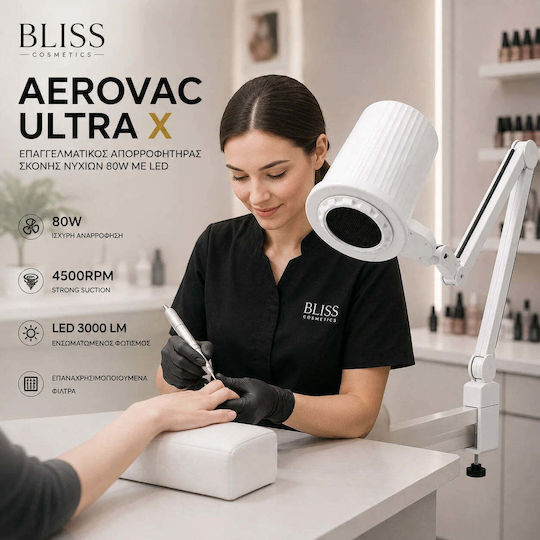 Bliss Cosmetics Aerovac Ultra X – Професионален Вграден Прахоуловител За Нокти 80W