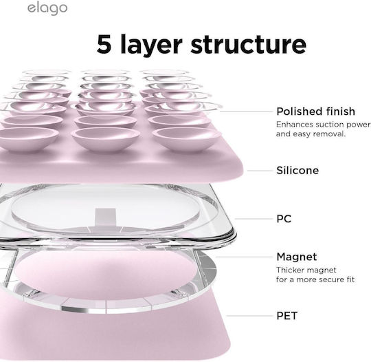 Мобилна стойка Elago Phone Mount Кинита Smartphones Magsafe & Вендуза Силикон Светлолилав Emssuction-llil
