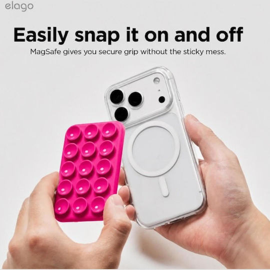 Стойка Elago Phone Mount За Мобилни Smartphones Magsafe & Вендуза Силикон Ice Red Emssuction-ired