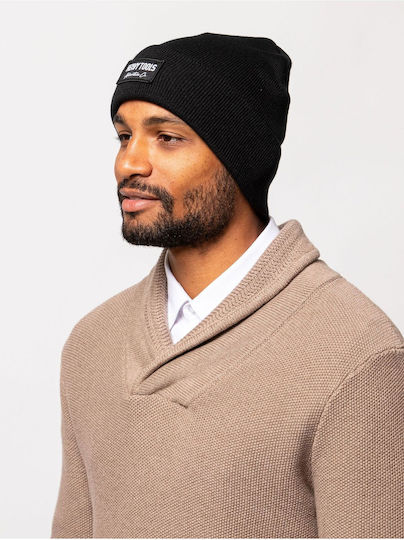 Men's Knitted Beanie Hat in Black Color