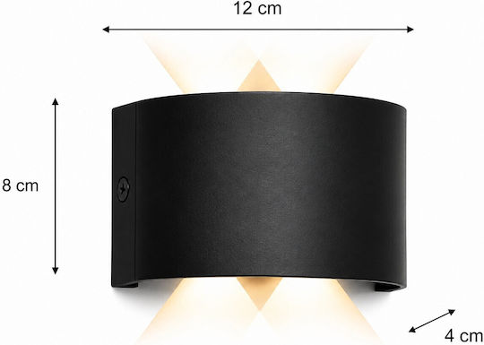 Lampă de Perete cu LED Integrat și Lumină Alb Cald Negru 12x8x4cm