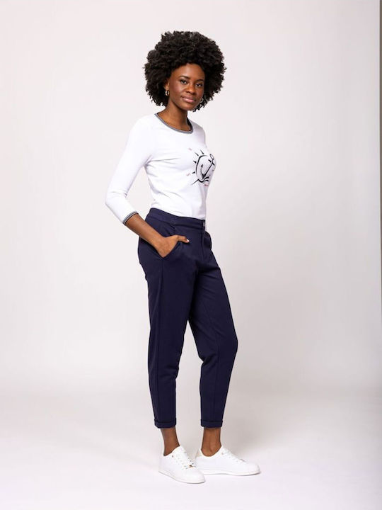 Pantaloni Dama Tesatura Albastru Marin
