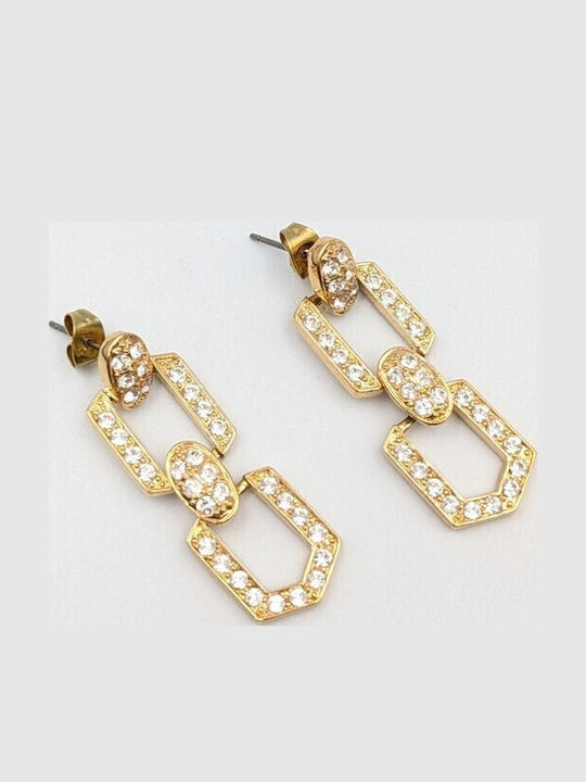 Sk3590 Висящи Обици Верижка Геометрични Пръстени И Кристали – Grekas Jewelry