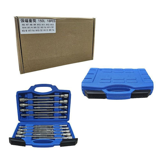 Set 18 Bits Steckschlüssel Magnetisch Lange Hülle