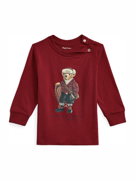 Bluza Pentru Copii Cu Mâneci Lungi Roșie Polo