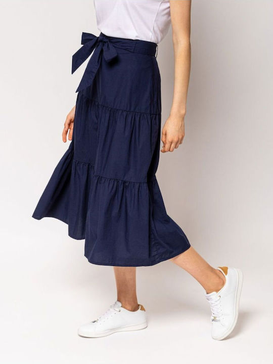 Fustă Maxi Plisată Albastru Navy