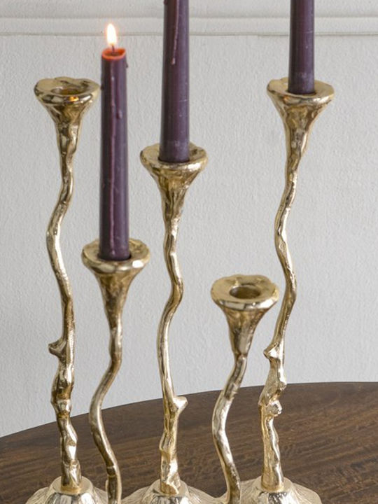 Artekko Noble Kerzenhalter Aus Metall In Gold Farbe 25x36x17cm