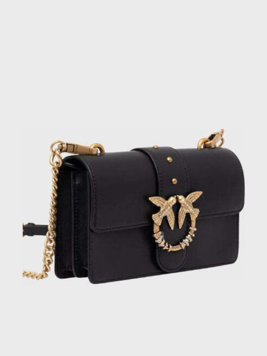 Love One Damen-Crossbody-Tasche Aus Leder Black / Antique Gold