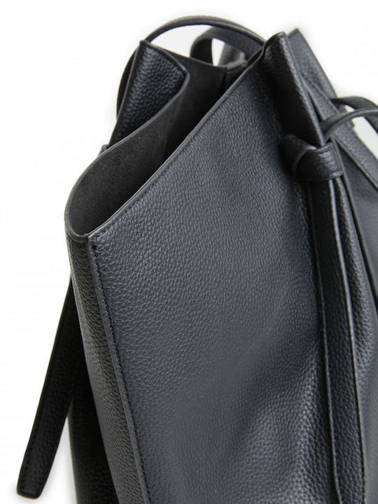 Σετ Δερμάτινη Γυναικεία Τσάντα Shopper Ώμου Μαύρη