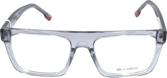 El Greco 9387 C5 Men's Acetate Square Prescription Eyeglass Frames Grey