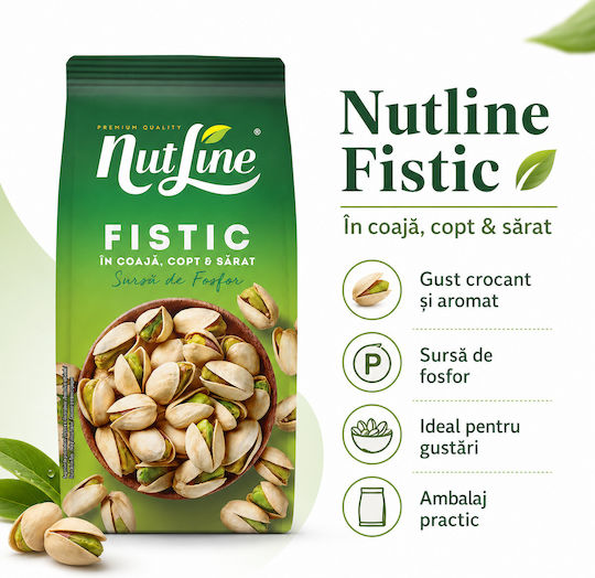 Nutline Fistic În Coajă Prăjit Sărat Gust Intens Crocant 200g