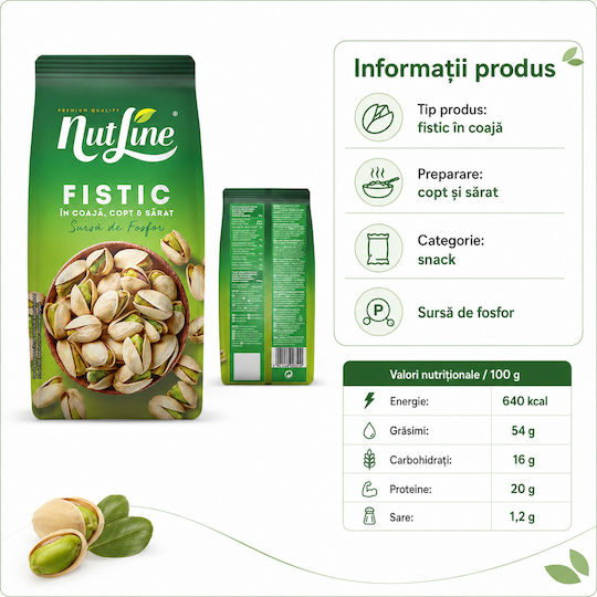 Nutline Fistic În Coajă Prăjit Sărat Gust Intens Crocant 200g