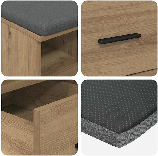 vidaXL Flurmöbel & Aufbewahrung mit Bank Eiche 60x38x46cm