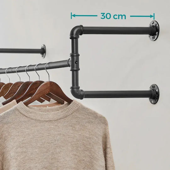 Songmics Agățătoare de Perete Metalică Neagră 110x30x29.5cm 2 Bucăți