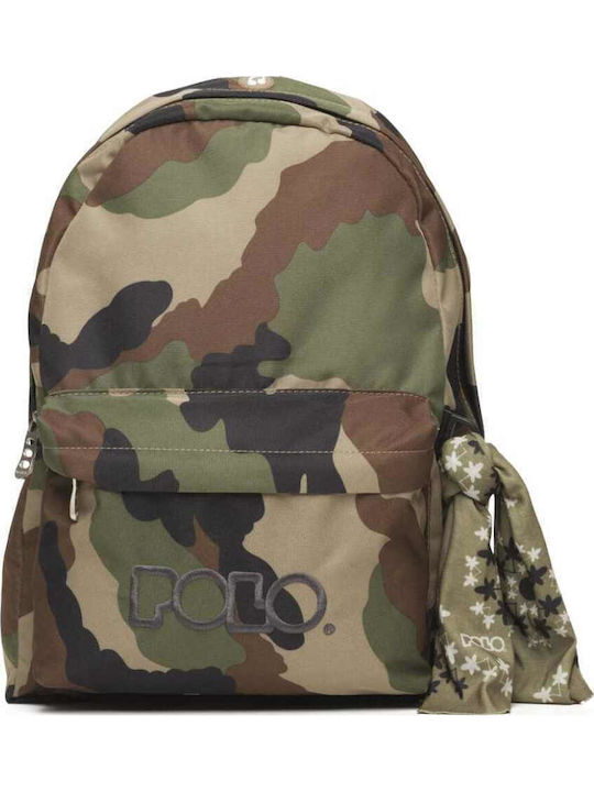Polo Original Scarf Σχολική Τσάντα Πλάτης Γυμνασίου - Λυκείου με Θήκη για Παγούρι Army Χακί 20lt 30 x 21 x 42εκ