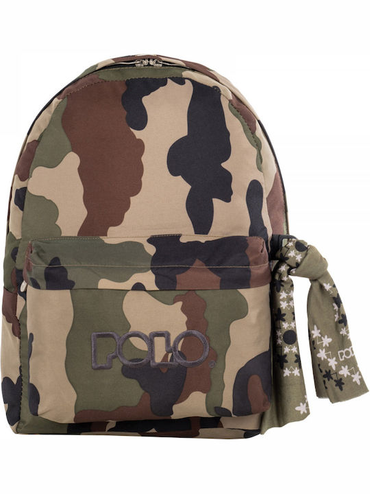 Polo Original Scarf Σχολική Τσάντα Πλάτης Γυμνασίου - Λυκείου με Θήκη για Παγούρι Army Χακί 20lt 30 x 21 x 42εκ