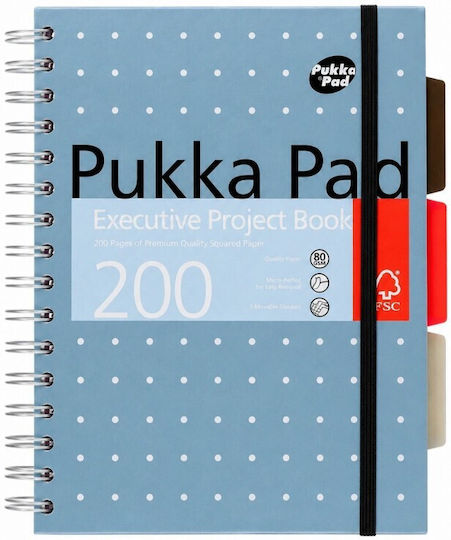 Pukka Spiral Notebook Ruled A5 200 Sheets 3 Subjects Blue 1pcs
