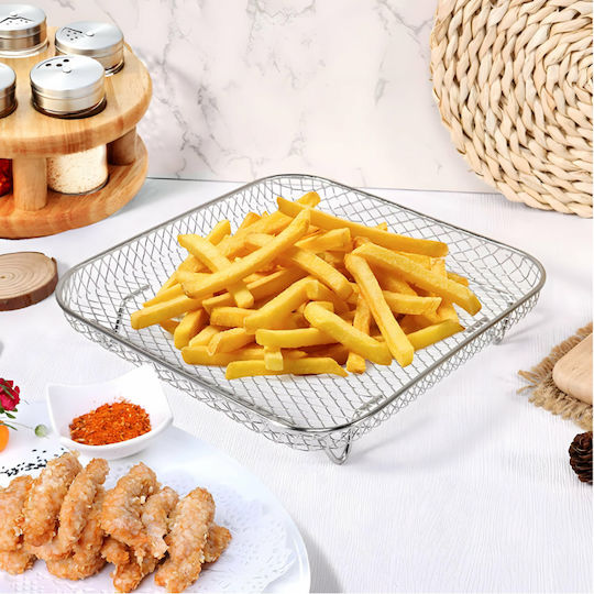 Set 3 grătare pentru Airfryer Zola din inox cu picioare 21 X 10 cm argintii