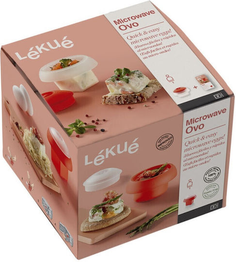 Gătitor de Ouă pentru Cuptorul cu Microunde Lekue 1009028 100 Ml 1 Ou Silicon de Platină Transparent Roșu