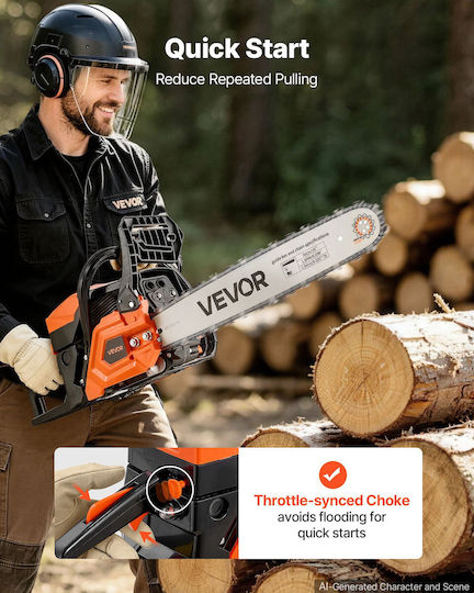 Vevor Gasoline Chainsaw 3.62hp 8.8kg with 50.8cm Blade
