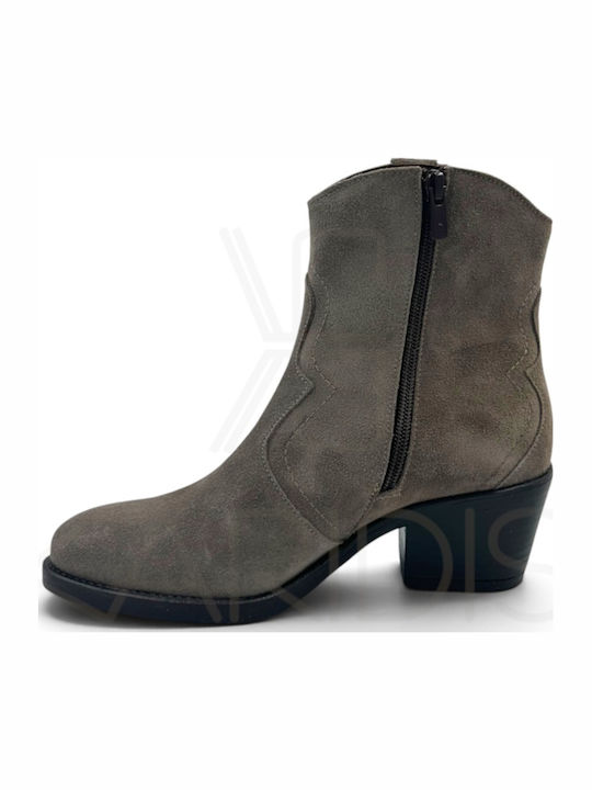 Wildleder Stiefeletten Damen Cowboy Braun