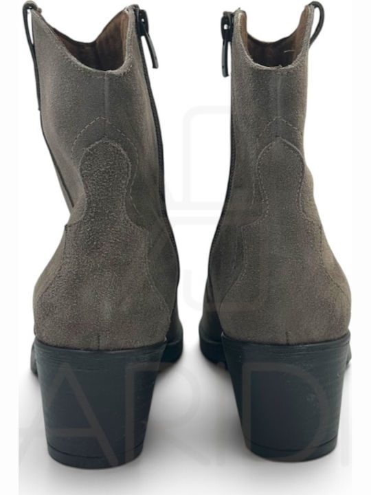 Wildleder Stiefeletten Damen Cowboy Braun