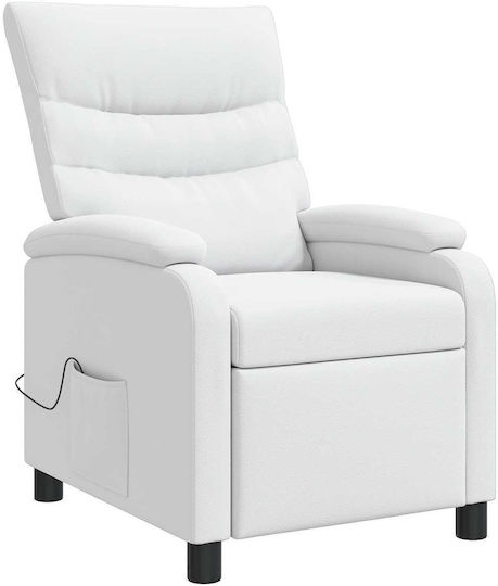 Scaun De Relax Masaj Din Piele Ecologică Alb 66x95x100cm