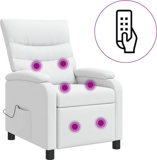 Scaun De Relax Masaj Din Piele Ecologică Alb 66x95x100cm