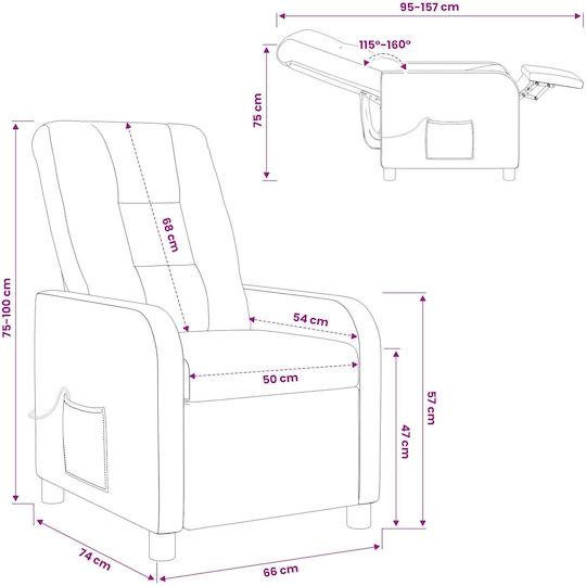 Πολυθρόνα Relax Massage με Υποπόδιο Κόκκινο 66x95x100cm