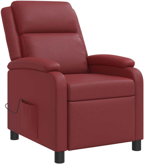 Πολυθρόνα Relax Massage από Δερματίνη Κόκκινο 66x95x100cm