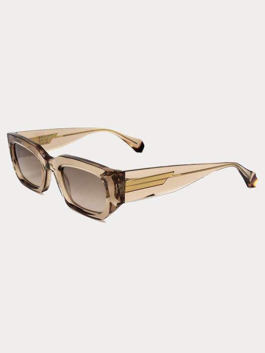 Gigi Barcelona Natalie Unisex Sunglasses with Horn-Rimmed Frame Transparent Champagne Gradient