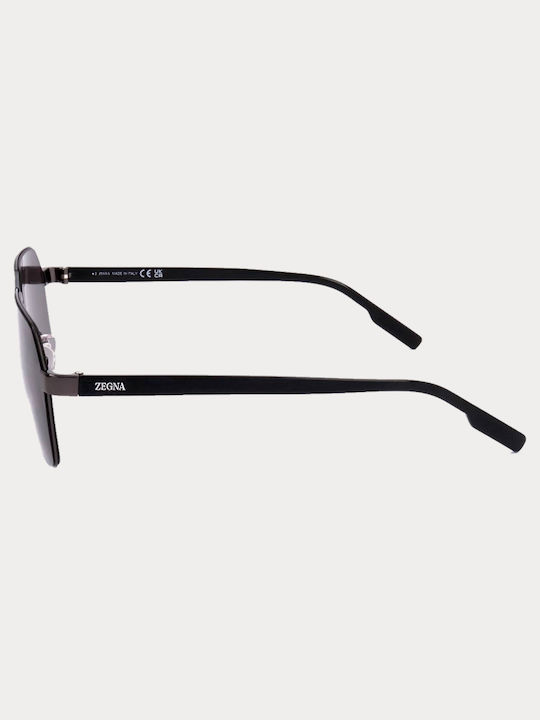 Zegna Herren Sonnenbrille mit Schwarz Metall Gestell und Schwarz Linse
