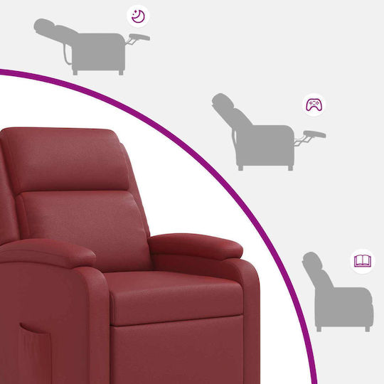 Πολυθρόνα Relax Massage από Δερματίνη Κόκκινο 66x95x100cm