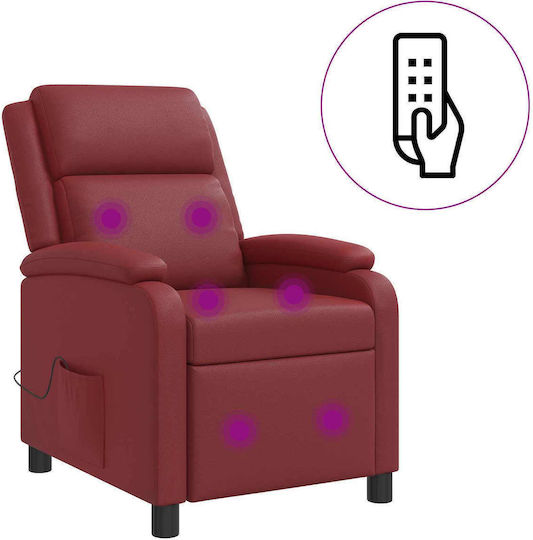 Πολυθρόνα Relax Massage από Δερματίνη Κόκκινο 66x95x100cm