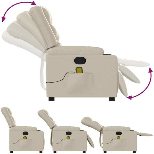 Relax Massage Armchair with Footstool Made of Artificial Leather Cream 77x93x99cm