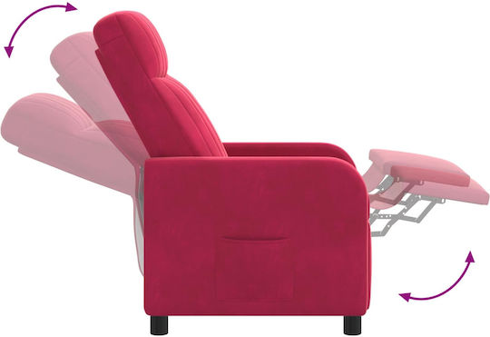 Relax Massage Velvet Red Armchair 66x95x100cm