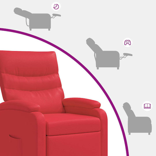 Πολυθρόνα Relax Massage από Δερματίνη Κόκκινο 66x95x100cm