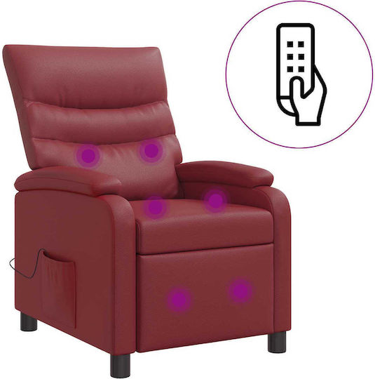 Πολυθρόνα Relax Massage από Δερματίνη Κόκκινο 66x95x100cm