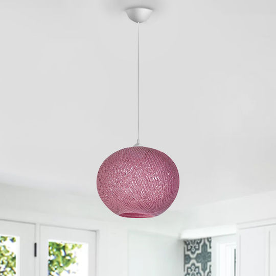 Megapap Gibson Pendant Light Pink with Rope for Socket E27 30x23x70cm