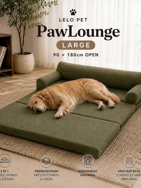 Lelo Pet Pawlounge Canapea Pat Ortopedică pentru Câini Verde 180x90 cm