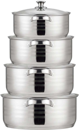 Swiss Haus Set 4 Stainless Steel Stockpots 24 26 28 30cm Lids Silver Swiss Haus Set 4 Stainless Steel Stockpots 24 26 28 30cm Lids Silver