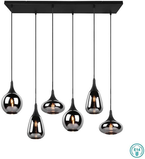 Trio Lighting Lumina Регулируема Висящо Осветително Тяло Черен Rail за 6 Крушки E14, E.14 93x20x150см.